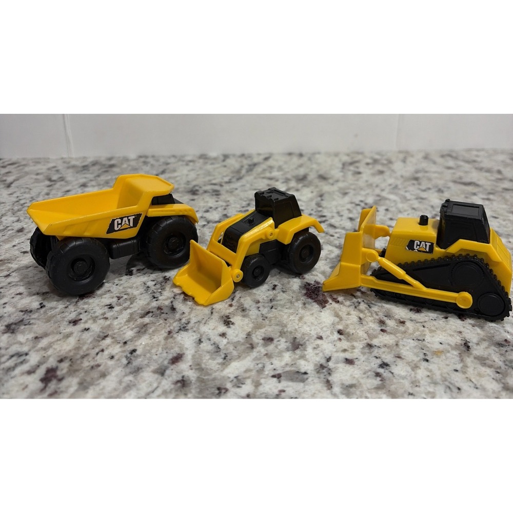 Lot of 3 CAT Little Machines Mini Construction Toys - Dump Truck, Loader, Dozer
